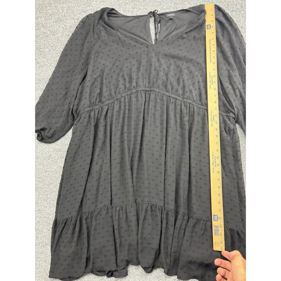 Torrid Dress Womens 5X Black Swiss Dot Babydoll Tiered Ruffle Lined 3/4 Sleeve - Picture 4 of 8